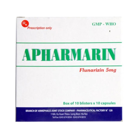 Apharmarin 5mg Armepharco điều trị triệu chứng đau nửa đầu 100 viên