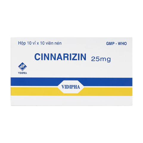 Cinnarizin 25mg Vidipha phòng say tàu xe, rối loạn tiền đình 100 viên