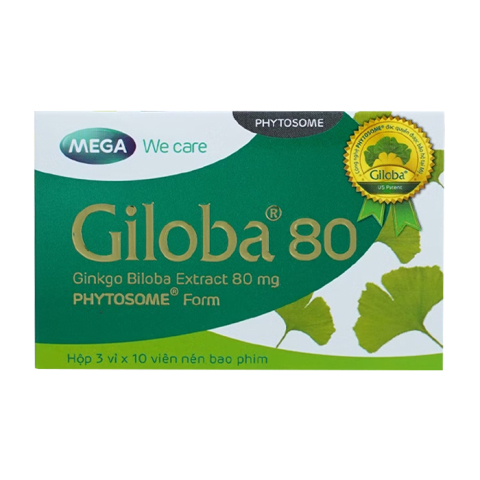 Giloba 80 MEGA We care hỗ trợ tăng cường tuần hoàn não 30 viên