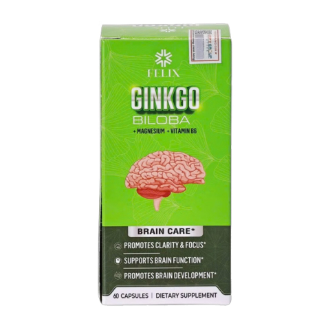 Ginkgo Biloba, Mg, B6 Felix hỗ trợ tăng cường tuần hoàn não 60 viên