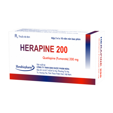 Herapine 200mg Herabiopharm điều trị bệnh tâm thần phân liệt 30 viên