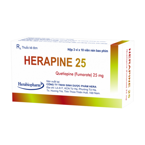 Herapine 25mg Herabiopharm điều trị bệnh tâm thần phân liệt 30 viên