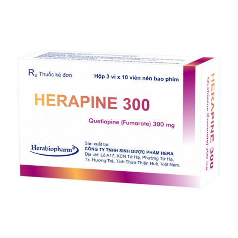 Herapine 300mg Herabiopharm điều trị bệnh tâm thần phân liệt 30 viên
