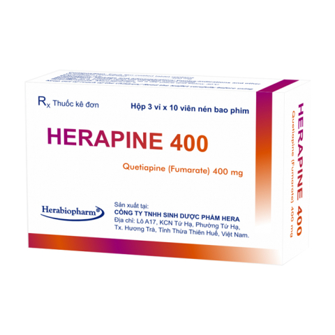 Herapine 400mg Herabiopharm điều trị bệnh tâm thần phân liệt 30 viên
