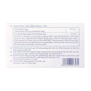 Hoạt Huyết Dưỡng Não DHG Pharma hỗ trợ điều trị rối loạn tuần hoàn não 60 viên