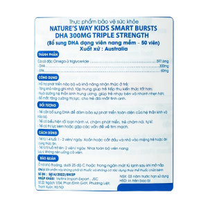 Nature's Way Kids Smart Bursts DHA 300mg Triple Strength hỗ trợ phát triển não bộ 50 viên