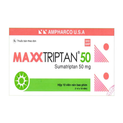 Maxxtriptan 50 Ampharco điều trị cơn đau nửa đầu 30 viên