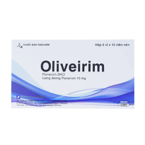 Oliveirim 10mg Davipharm dự phòng đau nửa đầu 60 viên