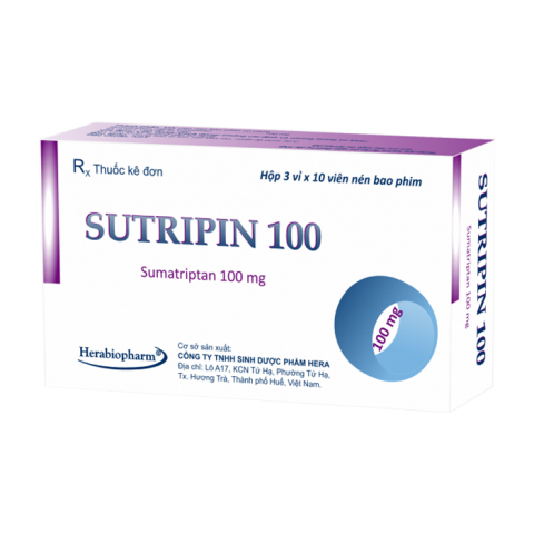 Sutripin 100mg Herabiopharm điều trị cơn đau nửa đầu 30 viên