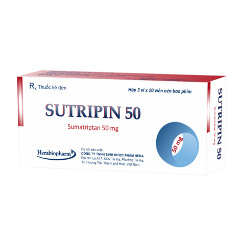 Sutripin 50mg Herabiopharm điều trị cơn đau nửa đầu 30 viên