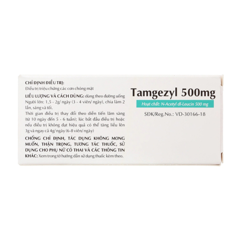 Tamgezyl 500mg Thành Nam điều trị triệu chứng các cơn chóng mặt 20 viên