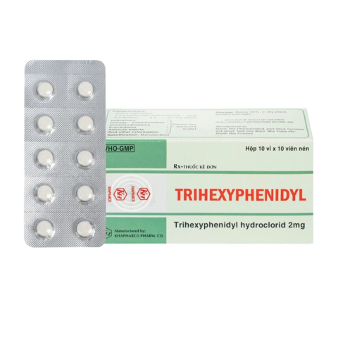 Trihexyphenidyl 2mg Khánh Hòa điều trị phụ trợ hội chứng Parkinson 100 viên