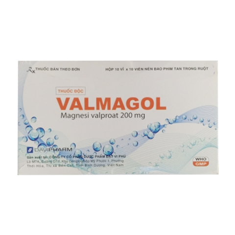 Valmagol 200mg Davipharm điều trị động kinh 100 viên