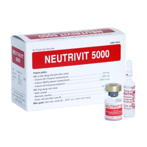 Vinrovit 5000 Vinphaco điều trị viêm thần kinh (4 lọ bột + 4 ống dung môi)