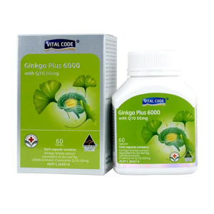 Vital Code Ginkgo Plus 6000 with Q10 50mg hỗ trợ tuần hoàn não 60 viên